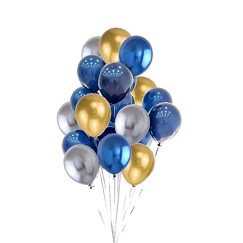 12th Birthday Party Supplies Kit - Blue & Metallic Balloons