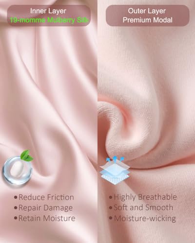 ROYBENS Medium Pink 100% Mulberry Silk Sleeping Bonnet for Women