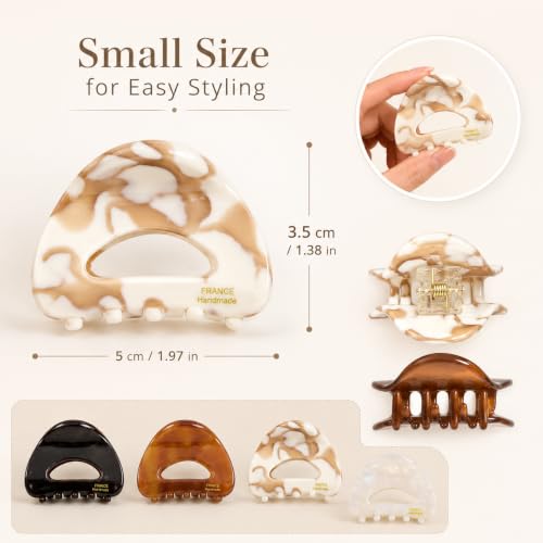 Babeorn 4 Pack Small Acetate Claw Hair Clips for Women - Mini Hairpins for Fine Hair & Daily Styles (Variation B)