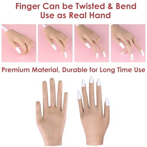 BORNBYME Adjustable Nail Practice Hand with 200 Nail Tips for Training
