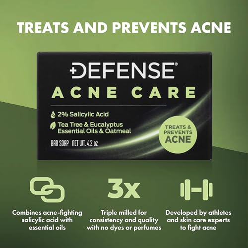 Defense Acne Care Bar Soap 2 Pack - 4.2 oz Salicylic Acid Face & Body Wash