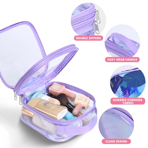 BORMELUN TSA Approved Clear Toiletry Bag Purple S Travel Organizer with Handle