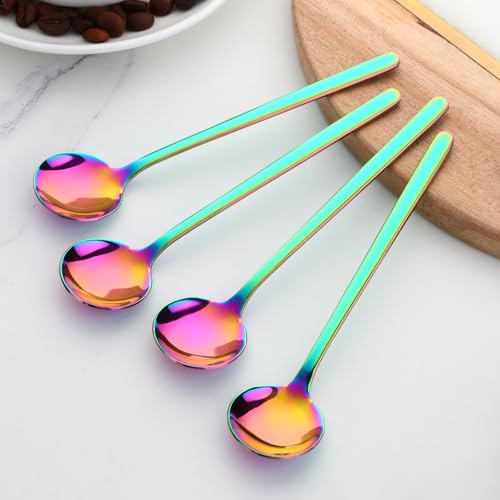 TEAHAHA 8 Pcs Stainless Steel Coffee Spoons Set, 5.3-Inch Mini Espresso Spoons for Tea, Sugar & Ice Cream