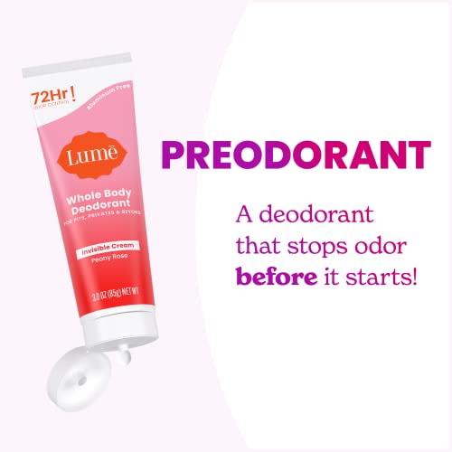 Lume Whole Body Deodorant Cream Tube - 3 Oz Peony Rose