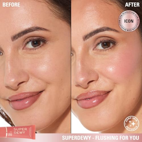 Revolution Superdewy Liquid Blush in Flushing For You - Vegan & Buildable