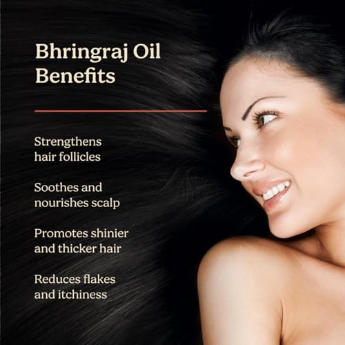 Bhringraj Hair Oil 6.8 Fl Oz - Ayurvedic Scalp Oil for Dry Hair