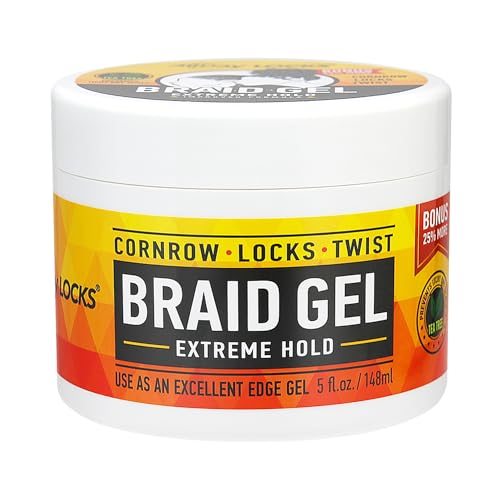 AllDay Locks Braid Gel Extreme Hold - Braiding Gel for Cornrows, Locks and Twisting, Moisturizing Edge Control for Women and Men, Natural Formula - 5 Oz