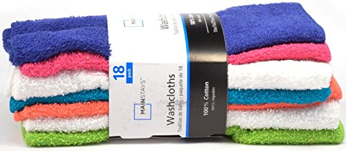 Mainstays 18 Pack Assorted Cotton Terry Washcloths - 11" x 11"