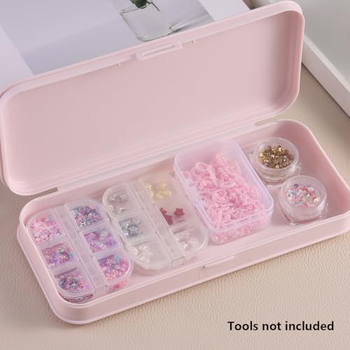 Pink Nail Art Tool Storage Box - Portable Organizer for Manicure
