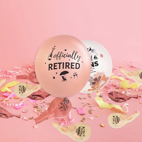 Happy Retirement Balloons - 18 Pcs Pink Sequin Latex Decorations