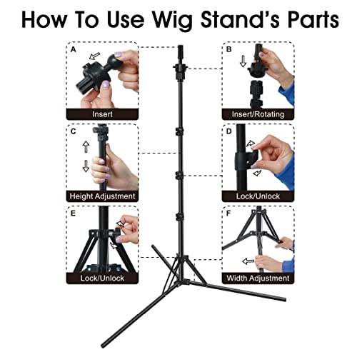 Adjustable Foldable Wig Stand Tripod for Hairdressing Training