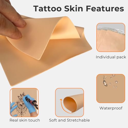 30 Pack Realistic Fake Skin for Tattoo Practice - 8"x6" Complexion Sheets