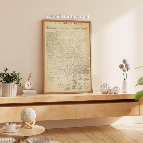 Vintage Declaration of Independence Canvas Wall Art - 12x18 Unframed