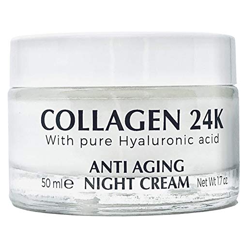 Collagen 24K Anti-Aging Night Cream with Hyaluronic Acid & Gold – Delfanti-Milano (Face & Neck Moisturizer) Made in Italy