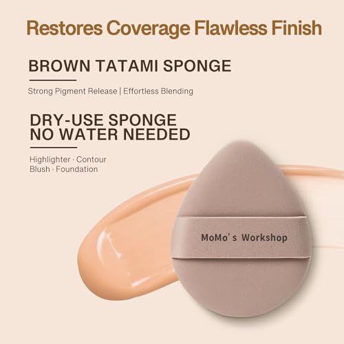 Momo's Workshop Brown 2pc Large Makeup Puff for Liquid Foundation & Concealer
