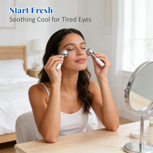Under Eye Ice Globes - Stainless Steel Facial Massager for Puffiness & Soothing