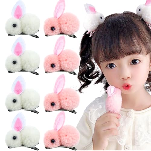10 Pack Cute Bunny Hair Clips for Girls & Women - Elastic Plush Hair Accessories