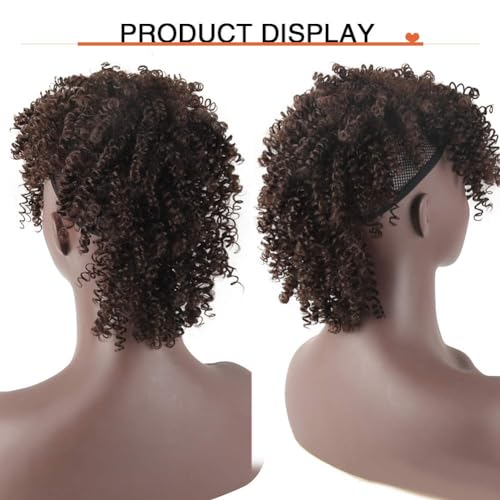 Afro Puff Mohawk Ponytail Extension with Bangs - Kinky Curly Fauxhawk