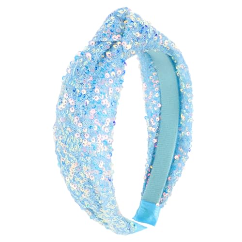 YARIEW Sparkle Sequin Knotted Headband for Girls - Blue