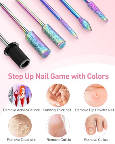 SUBAY Light Pink Electric Nail Drill 20000RPM Portable Nail File for Acrylic & Gel Nails