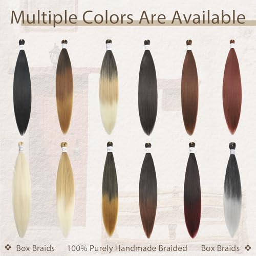YEXIU Beauty 24 Inch Pre-Stretched Yaki Straight Braiding Hair | 8 Packs Brown