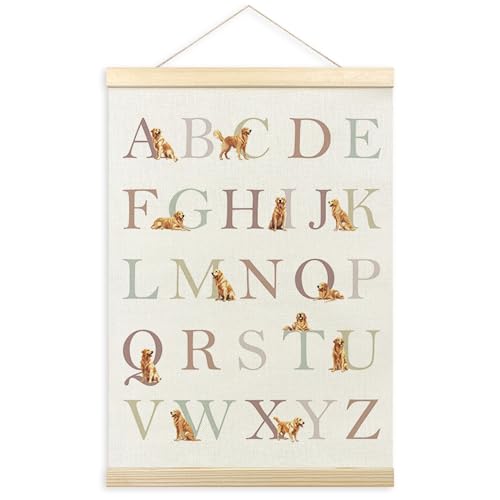 Golden Retriever ABC Poster with Hanger Frame - 12x16 Wall Art