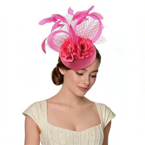 Rosered Fascinator Hat for Women - Elegant Tea Party Hair Clip