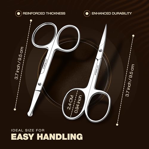 Utopia Care Silver Eyebrow & Nose Hair Scissors Pack of 4 - Precision Grooming Shears for Men & Women