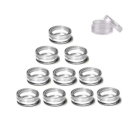 GBSTORE 3 Gram Clear Plastic Cosmetic Jars - 10 Pack
