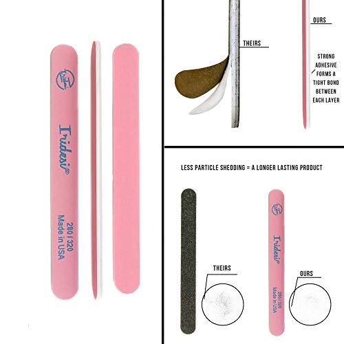 Premium Pink Emery Boards - 12 Pack Nail Files, 7 Inch, 280/320 Grit