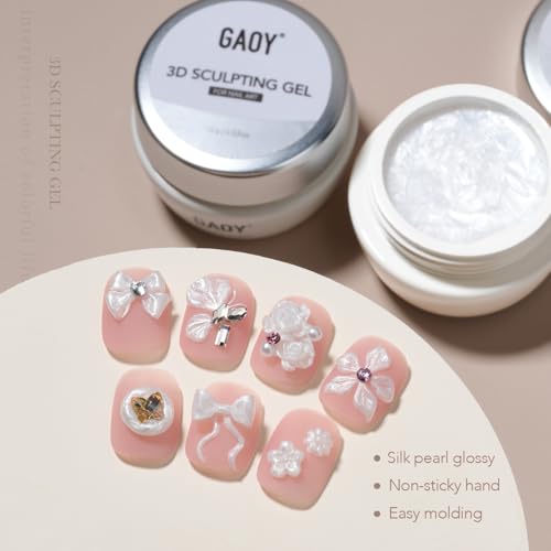 GAOY Pearlescent White 3D Sculpting Gel for Nail Art - 15g