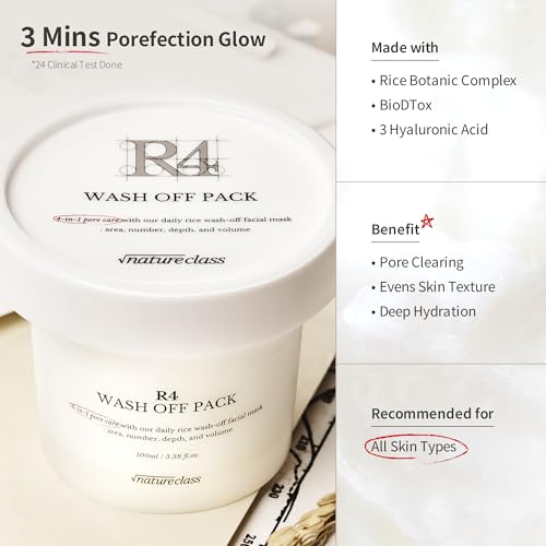 R4 Rice Wash Off Facial Mask – Korean Skin Care for Bright, Smooth Skin, 3.38 Fl Oz
