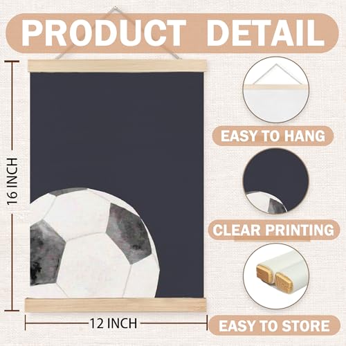 Soccer Wall Art Decor Set - 12x16 Inch for Boys' Rooms