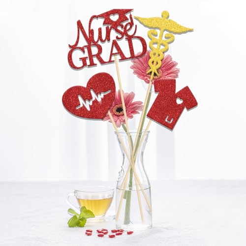 Nurse Graduation Centerpiece Sticks - 12 Table Toppers for Party Decor