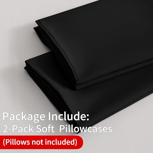BEDSUM King Microfiber Pillowcases Set of 2 - 20x40, Black