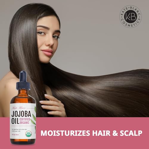Kate Blanc Organic Jojoba Oil for Hair & Skin, 2oz Pack of 2 - Pure & Cold Pressed