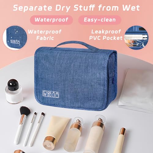 YEMEDA Travel Toiletry Bag with Hanging Hook - Navy Blue, B2 Variation