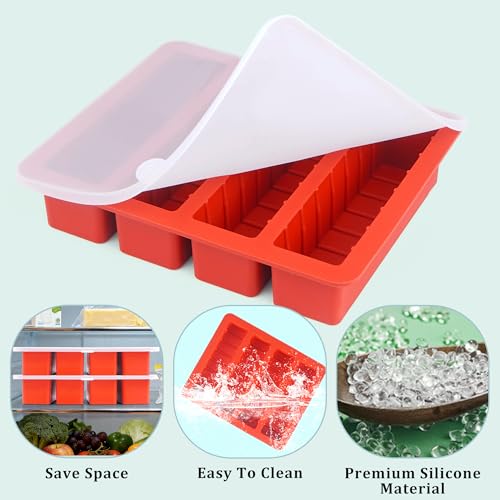 Silicone Butter Tray with Lid - 2 Pack Non-Stick Mold for Homemade Butter