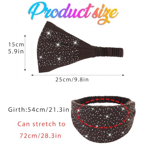 CAKURE Wide Rhinestone Headbands - Sparkly African Head Wraps, Set 1