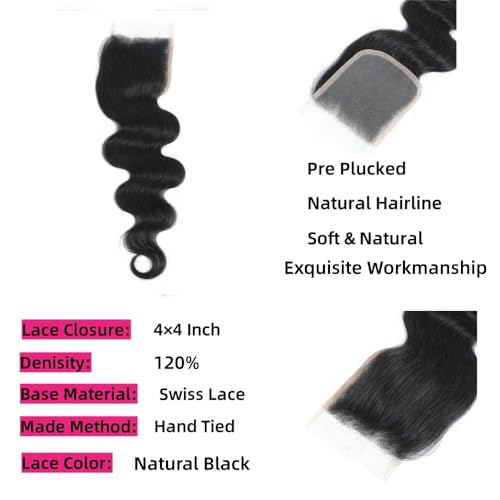 DAHONG HAIR 4x4 Lace Closure 10 Inch Natural Brazilian Human Hair Remy