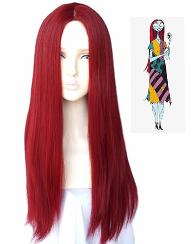 Long Red Straight Wig for Sally Costume - Synthetic Cosplay Wig (LW3284)