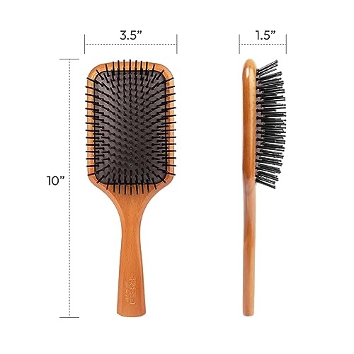 Red by Kiss Beechwood Square Paddle Hair Brush for Painless Detangling