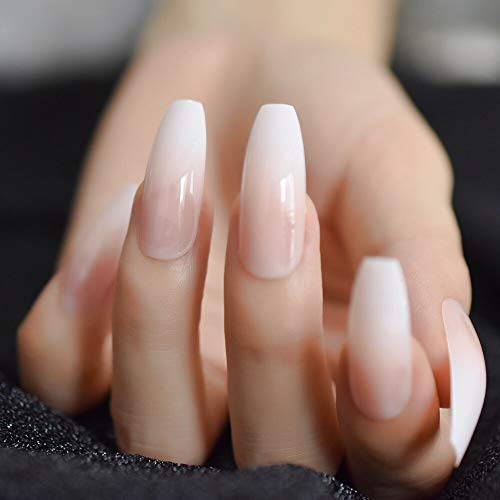 CoolNail Ombre Gradient Pink Nude French Ballerina Press-On Nails