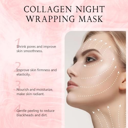 Hydrolyzed Collagen Night Face Mask for Skin Tightening & Hydration - 2.54 fl oz