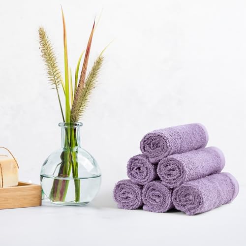 Amazon Basics Lavender Cotton Washcloths, 24-Pack, 12x12 Inches