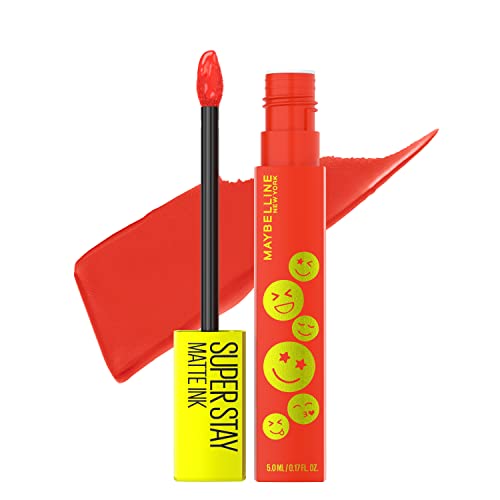 Maybelline Super Stay Matte Ink Liquid Lip Color - Moodmakers Collection, Long Lasting, Transfer Proof, Red, 0.17 Fl Oz, Pleasure Seeker