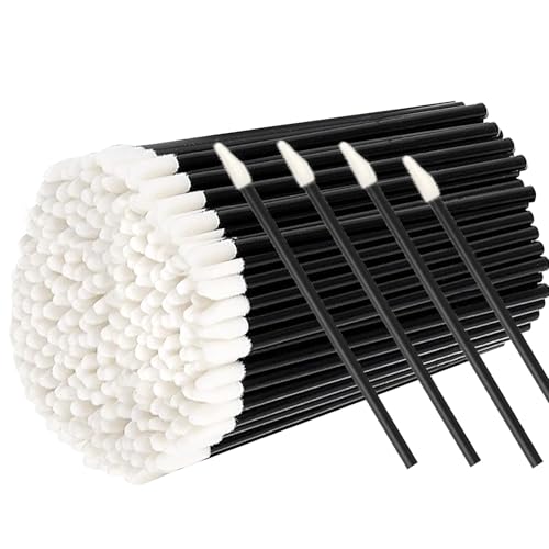 200 Disposable Lip Applicators - Black Lipstick Wands for Makeup