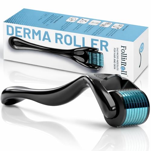 FolliRoll Derma Roller with 540 Titanium Microneedles for Hair & Skin