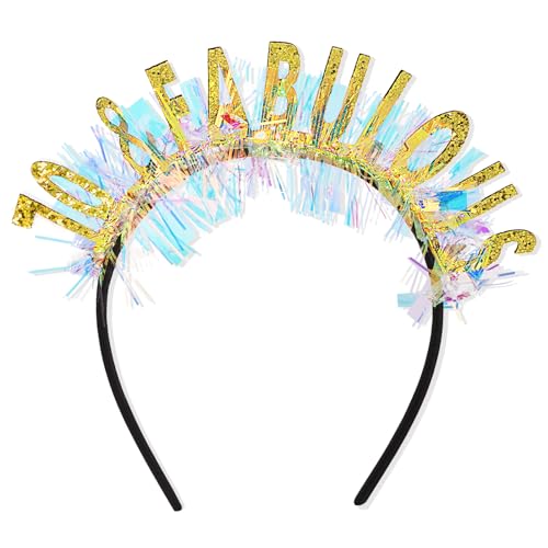 CIEHER 70th Birthday Crown - Gold Glitter Headband for Women
