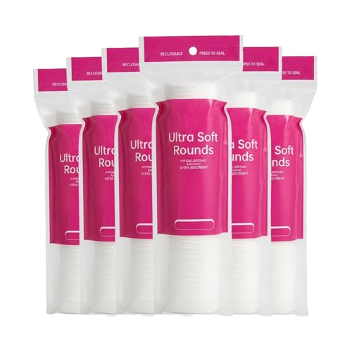 600 PCS Cotton Rounds?100 Count (Pack of 6)-Soft, Absorbent, 100% Pure Cotton Face Pads for Makeup Removal, Skincare, Skin Care and Gentle Facial Cleansing - Lint Free Stitched Pads